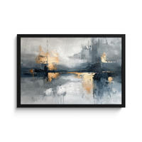 ZARÁMOVANÝ PLAGÁT Umenie - sivé - zlaté - abstraktné 60x40 cm - tmavosivá, papier (60/40cm) - MuchoWow