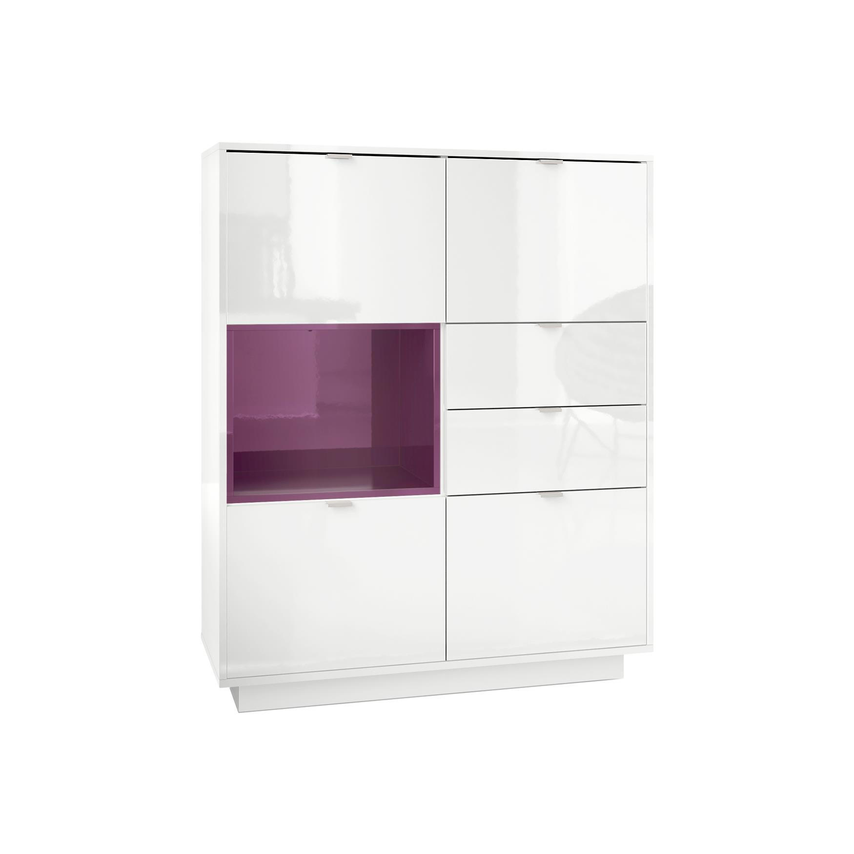 HIGHBOARD Metro Einsatz in Brombeer Hochglanz - Brombeere, Holzwerkstoff (103/123/38cm) - Vladon