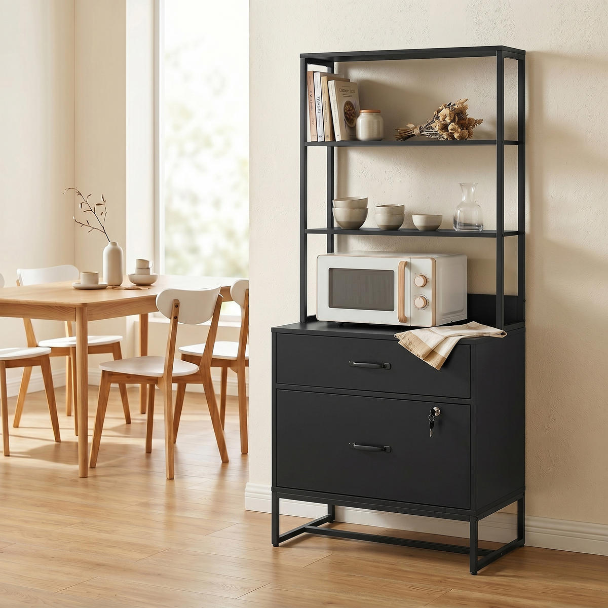 AKTENSCHRANK Schwarz 70.0/40.0/157.0cm - Schwarz, Holzwerkstoff (40/157/70cm)