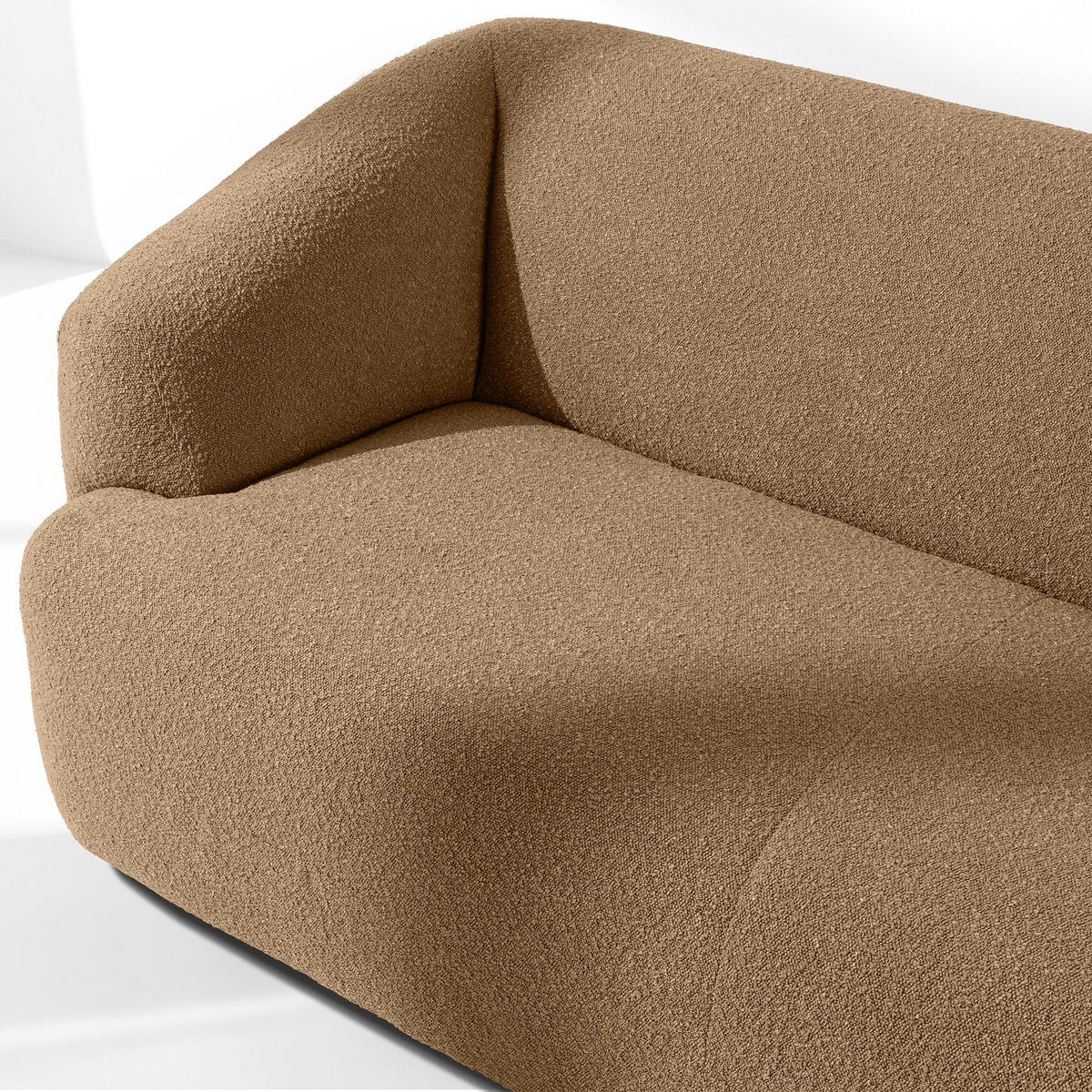 EINZELSOFA VIRA, Dunkelbeige, Bouclé - Schwarz/Braun, Holz/Holzwerkstoff (210/84/100cm) - KONSIMO®