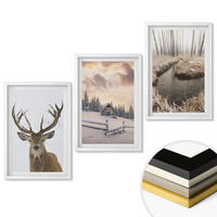 WANDBILDER 3er-Set - 40x60 cm Weißer Rahmen - Hirschhütte in Winterlandschaft - Weiß, Kunststoff (40/60cm) - ArtPrintCave