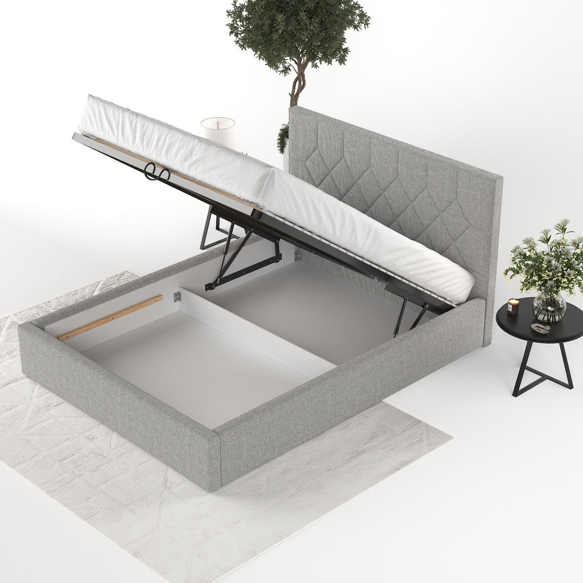 POLSTERBETT Brisa 140/200 cm Hellgrau im Inari Stoff - Hellgrau/Schwarz, Holz/Holzwerkstoff (140/200cm) - AltaBeds