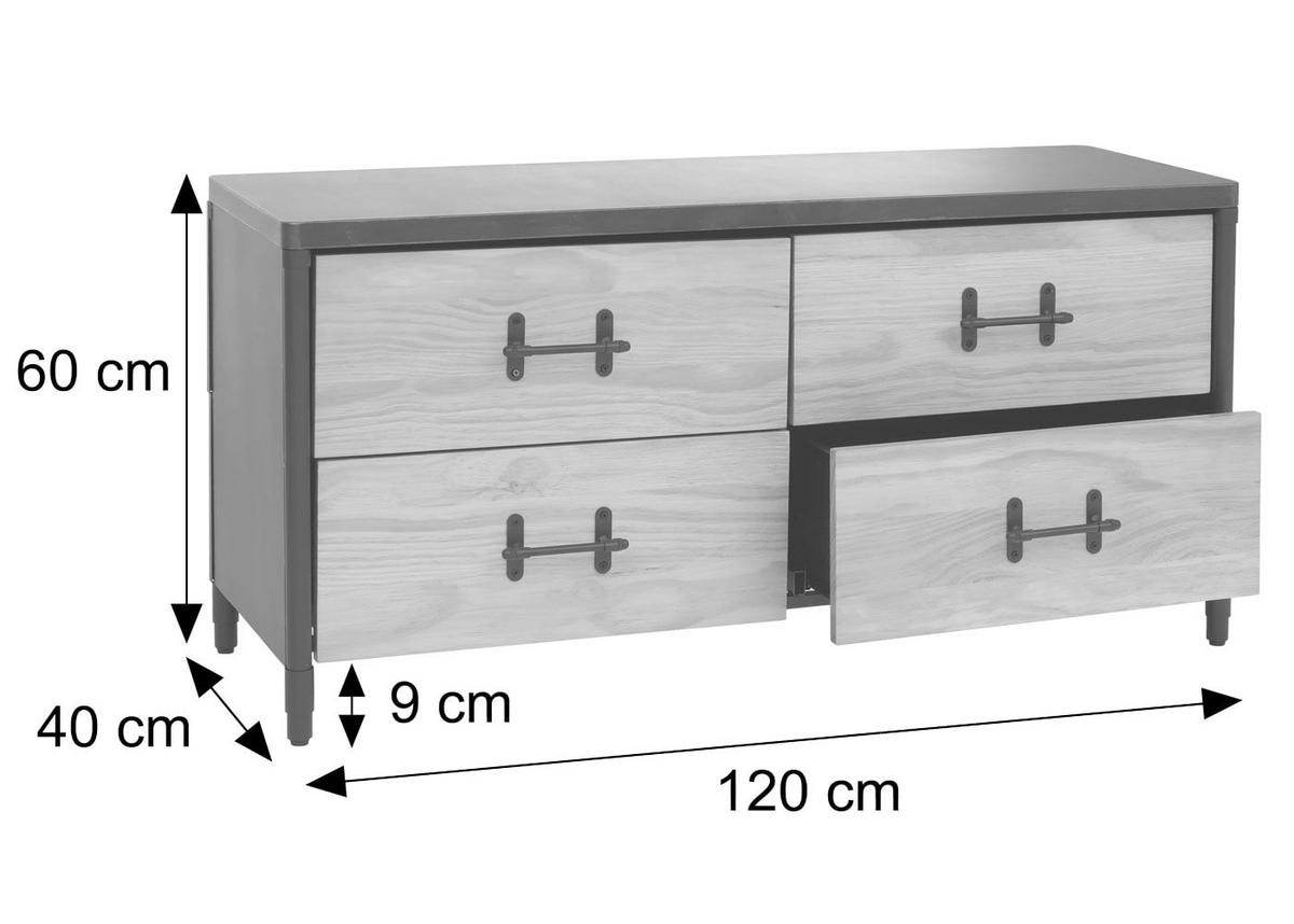 KOMMODE Schwarz - Schwarz, Holz (120/60/40cm) - MCW