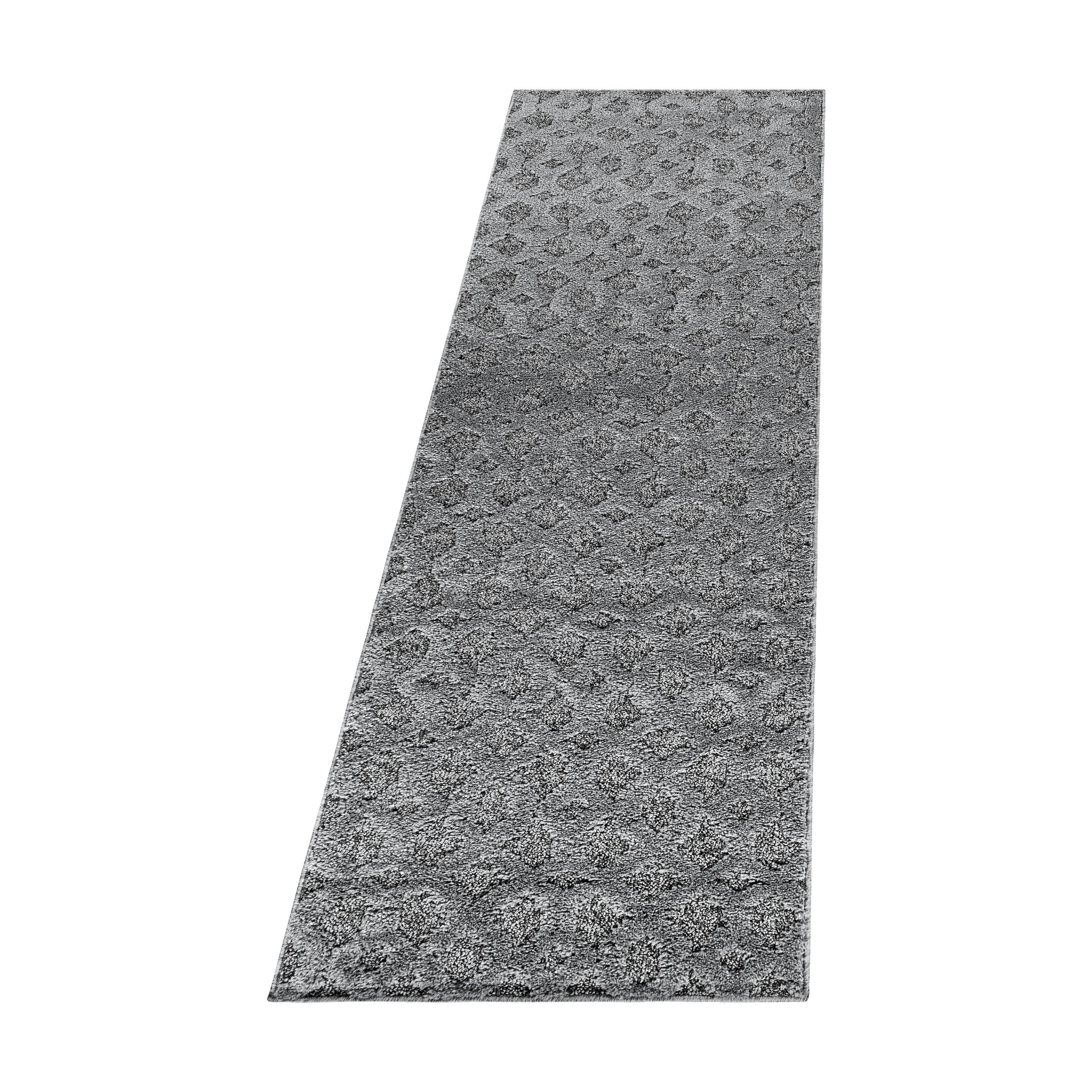 TEPPICH Esszimmer 3D Grafisch Elegant Waschbar Wohnzimmer Läufer Grau 80x250 cm – EISACK - Grau, Textil (250/80cm) - KADIMA DESIGN