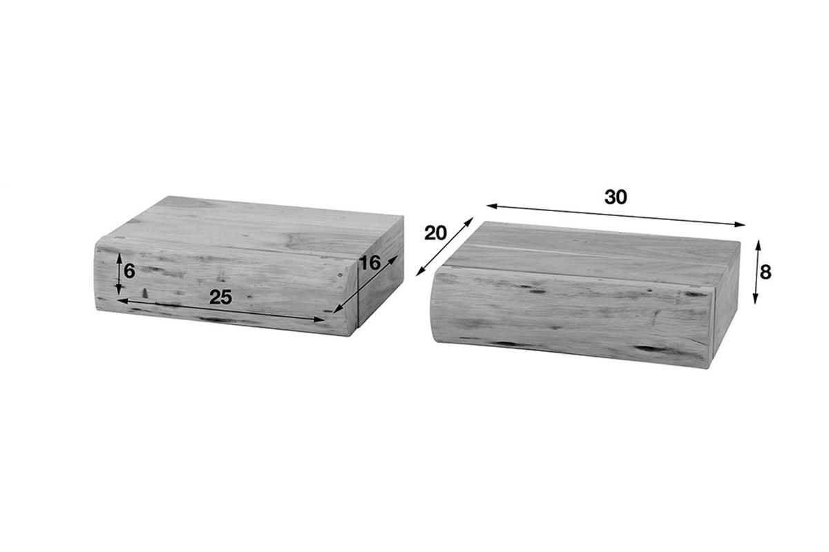 NACHTTISCH SESA 2ER SET Holz Akazie - Braun, Holz (30/8/20cm) - KAWOLA