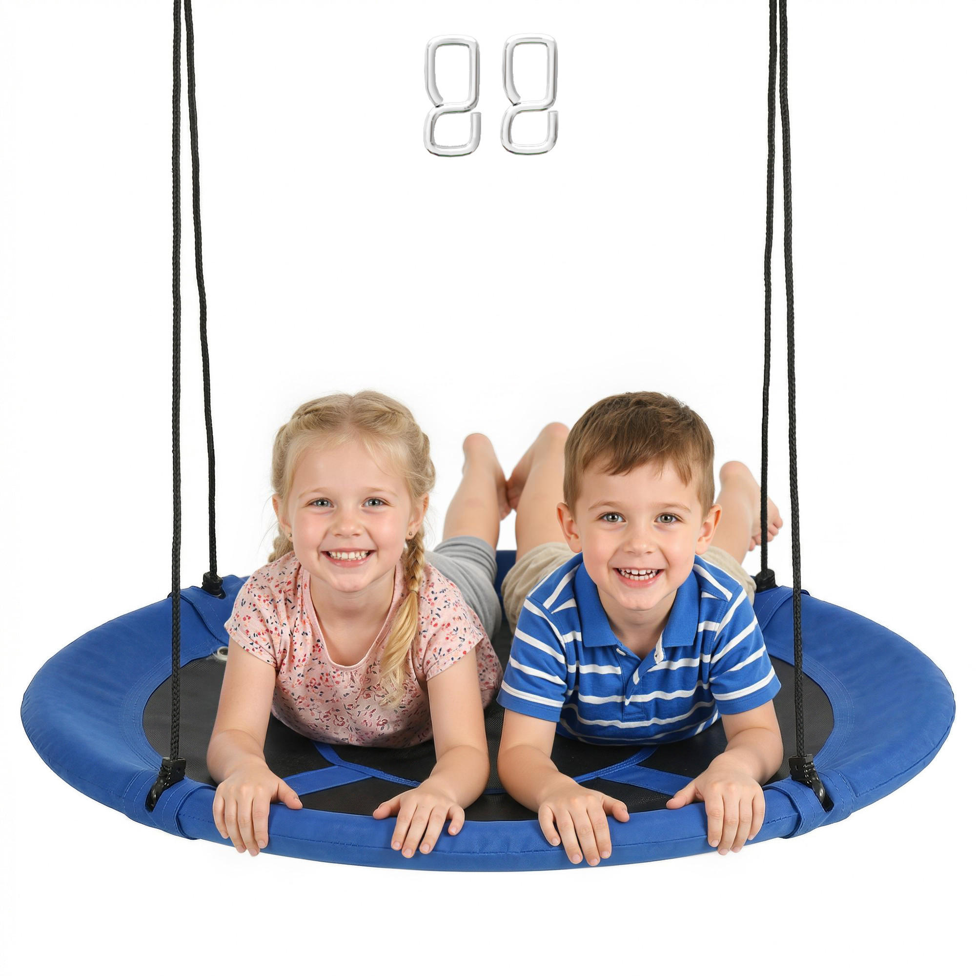 NESTSCHAUKEL DE-17962 Ø 110 cm im Korb-Design mit 4 Ringen Blau - Blau, Textil (110/110cm) - ComfortXL