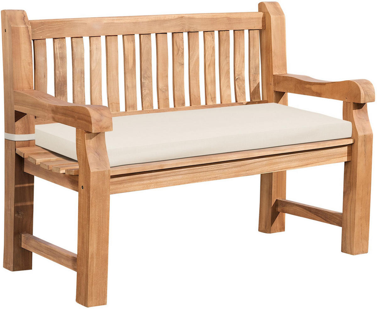 GARTENBANK Teakbank Dabel Holz Creme Holzbank 120cm - Creme, Holz (120/93/61cm) - DELUKE