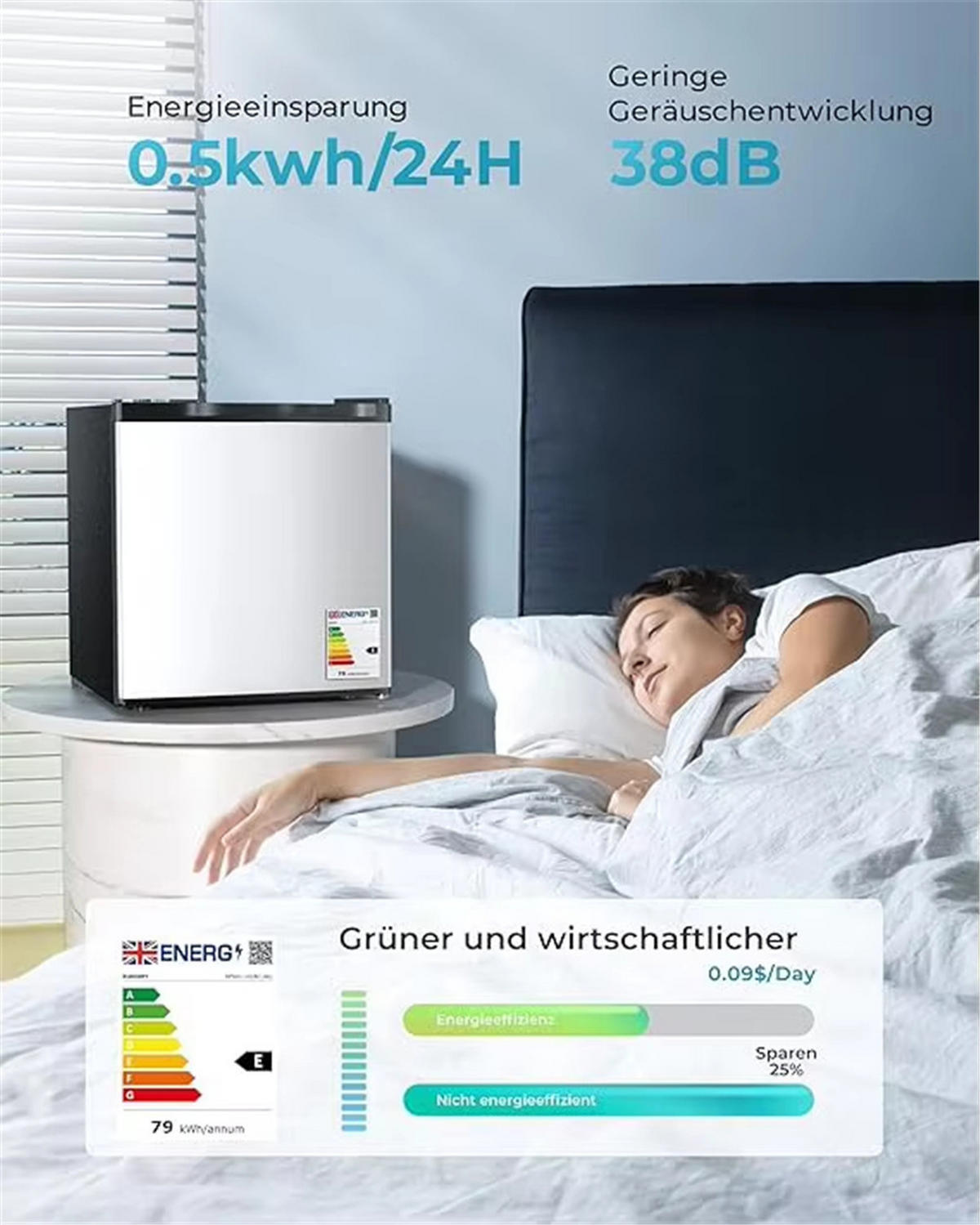 MINIKÜHLSCHRANK 46L mit Gefrierfach, 44,4/48,3/46,8 cm - Silberfarben, Metall (44.4/48.3/46.8cm) - Coonoor