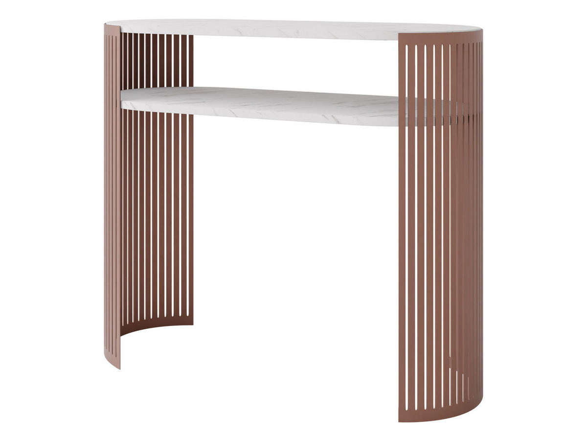 KONSOLENTISCH Fikoli Ember - Messingfarben/Weiß, Holzwerkstoff/Metall (30/100/86cm) - MIRJAN24