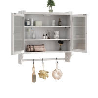 KÜCHENOBERSCHRANK 60/18/63 cm aus Massivholz und MDF mit Riffelglastüren Weiß gewaschen - Weiß, Holz (63/60/18cm) - Modenvie
