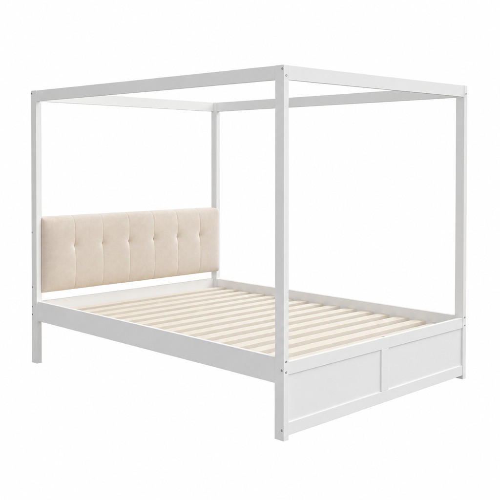 HIMMELBETT 140/200 cm DE-01277, in Weiß, mit 2 Schubladen und Rückenlehne - Weiß, Holz (140/200cm) - ComfortXL
