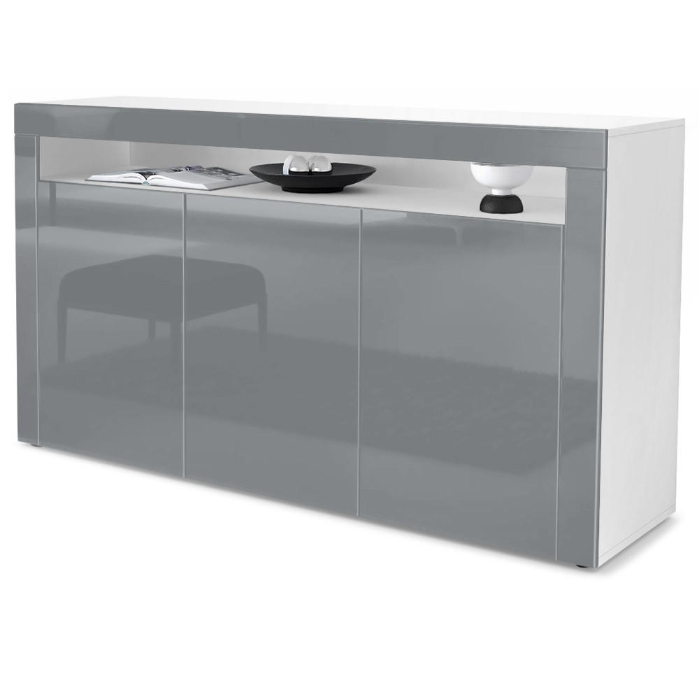 SIDEBOARD Valencia Grau Hochglanz / Grau Hochglanz - Grau, Holzwerkstoff (155/92/40cm) - Vladon