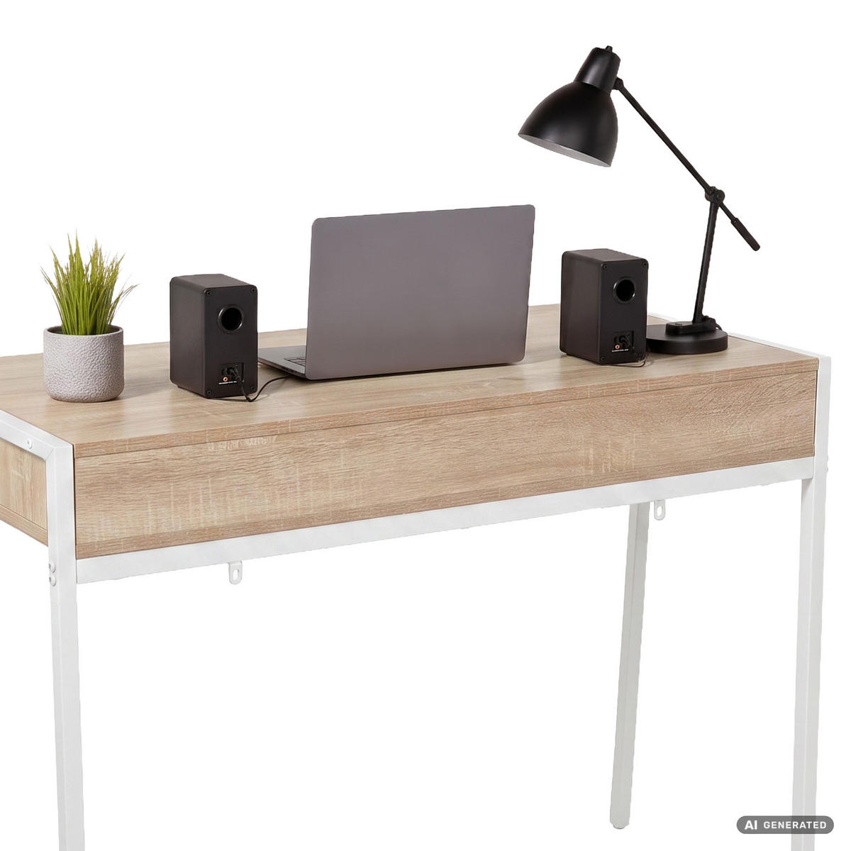 SCHREIBTISCH ZENTIA 100 cm Sonoma Eiche - Weiß/Sonoma Eiche, Holzwerkstoff (100/45/80.5cm) - Akord