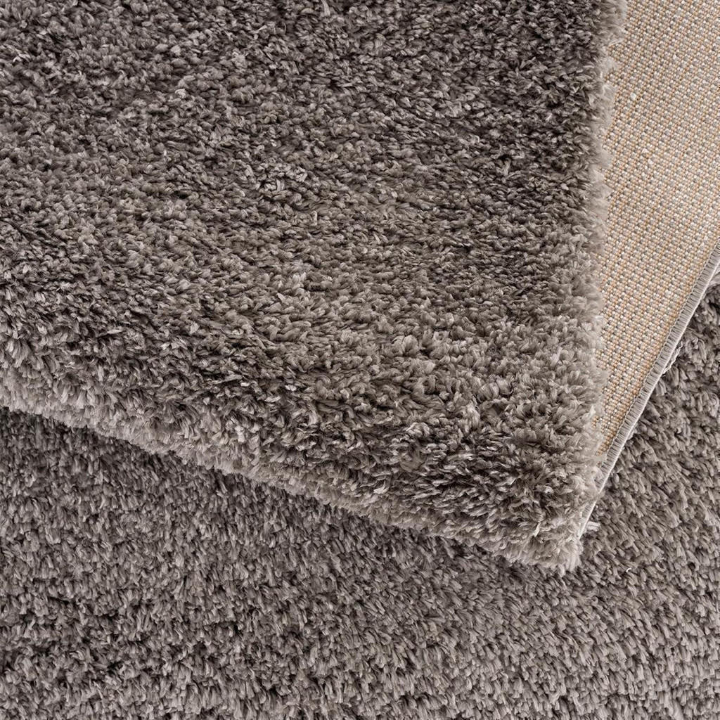 Thumbnail - carpet city Hochflor-Teppich, Grau, Textil, Uni, Rund, 120x120 cm, Oeko-Tex® Standard 100, für Fußbodenheizung geeignet,...