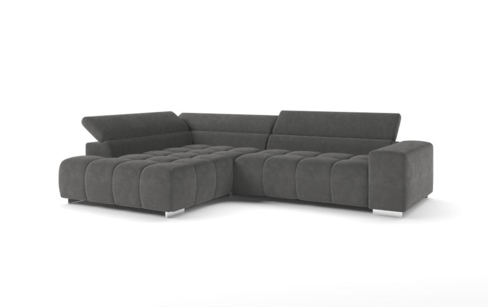 ECKSOFA mit verstellbaren Kopflehnen und Mikrofaser-Chenille - Chromfarben/Anthrazit, Textil/Metall (310/225cm) - Cotta