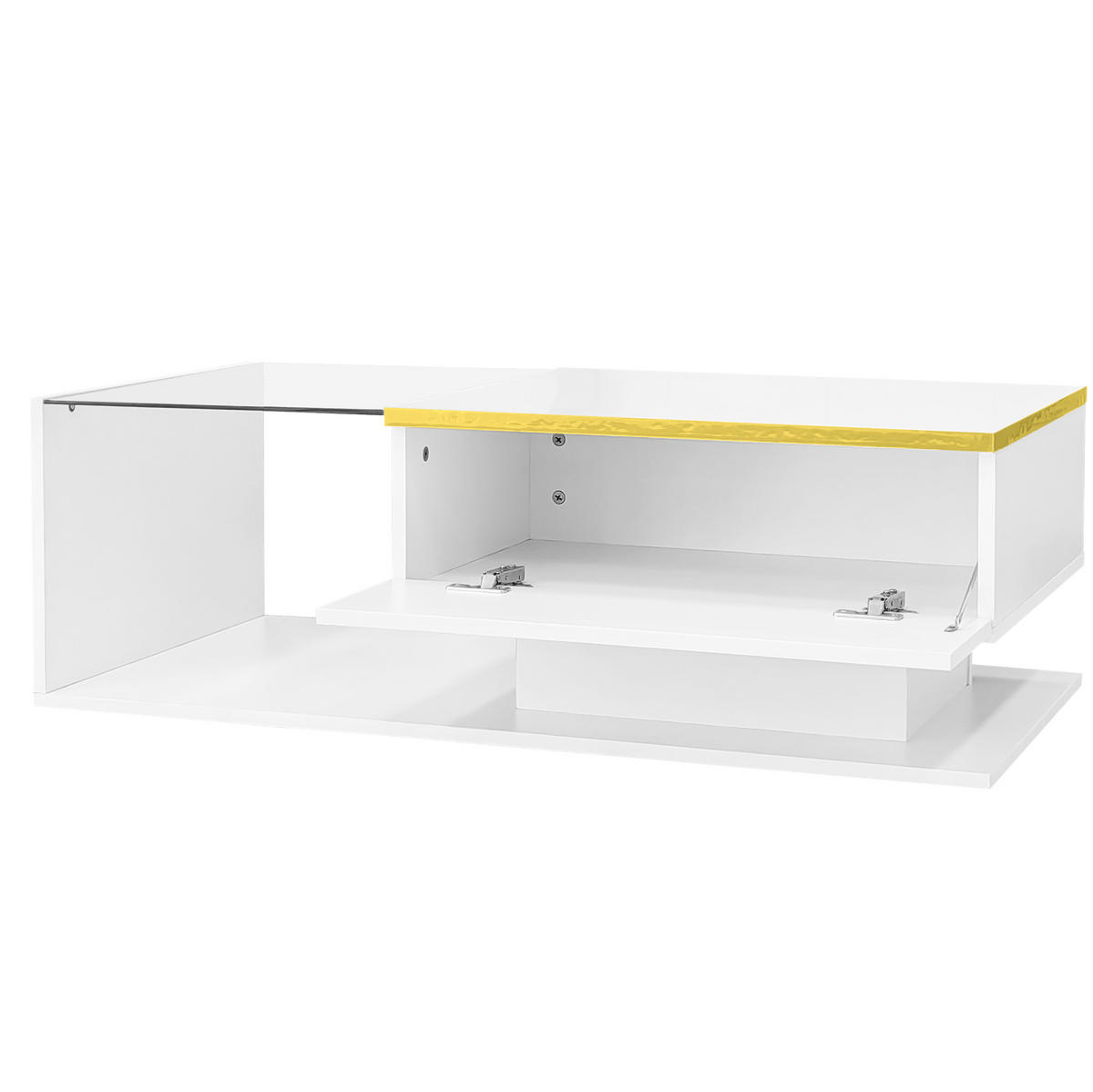 KONFERENČNÍ stolek 100/50/32,5 cm bílý s LED a skleněnou deskou - bílá, kompozitní dřevo (100/50/32.5cm) - BEAOK