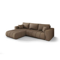 ECKSOFA LARA PREMIUM links braun Velours Monolith 9 - Schlaffunktion, Bettkasten - Braun, Textil (280/175cm) - Cornero