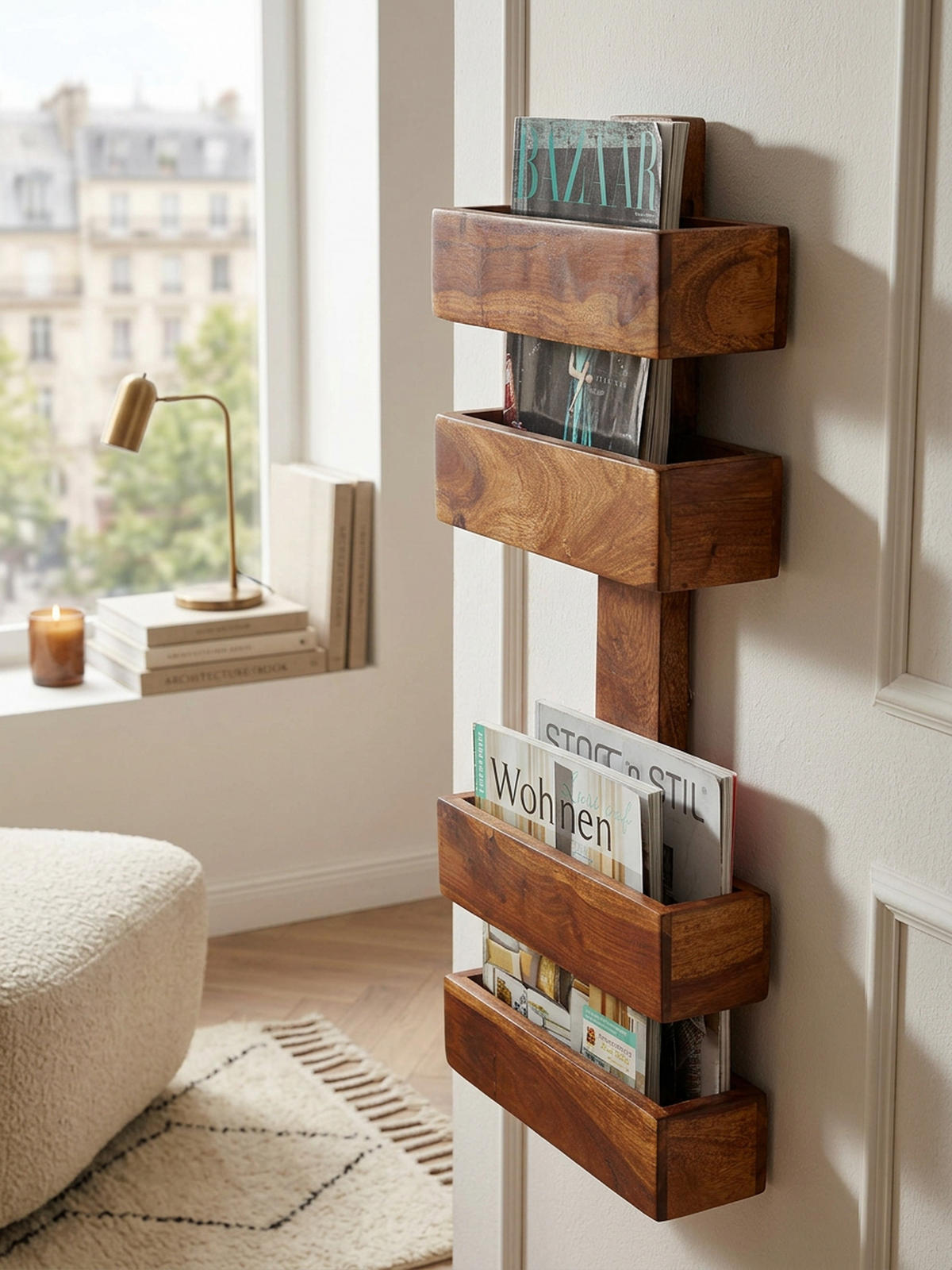 ZEITUNGSSTÄNDER NAKO Massivholz Klassisch Handgefertigt, Braun 30x10x72 cm - Braun, Holz (30/72/10cm) - KADIMA DESIGN