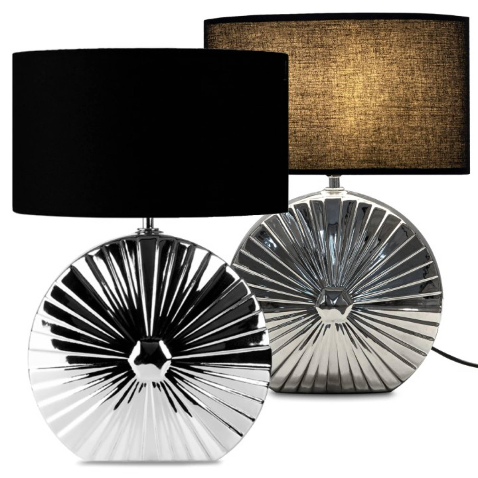 TISCHLAMPE RITIM 2-er Set, Silber/Schwarz - Silberfarben/Schwarz, Keramik/Textil (18/31/44cm) - KONSIMO®