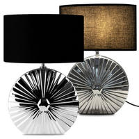 TISCHLAMPE RITIM 2-er Set, Silber/Schwarz - Silberfarben/Schwarz, Keramik/Textil (18/31/44cm) - KONSIMO®