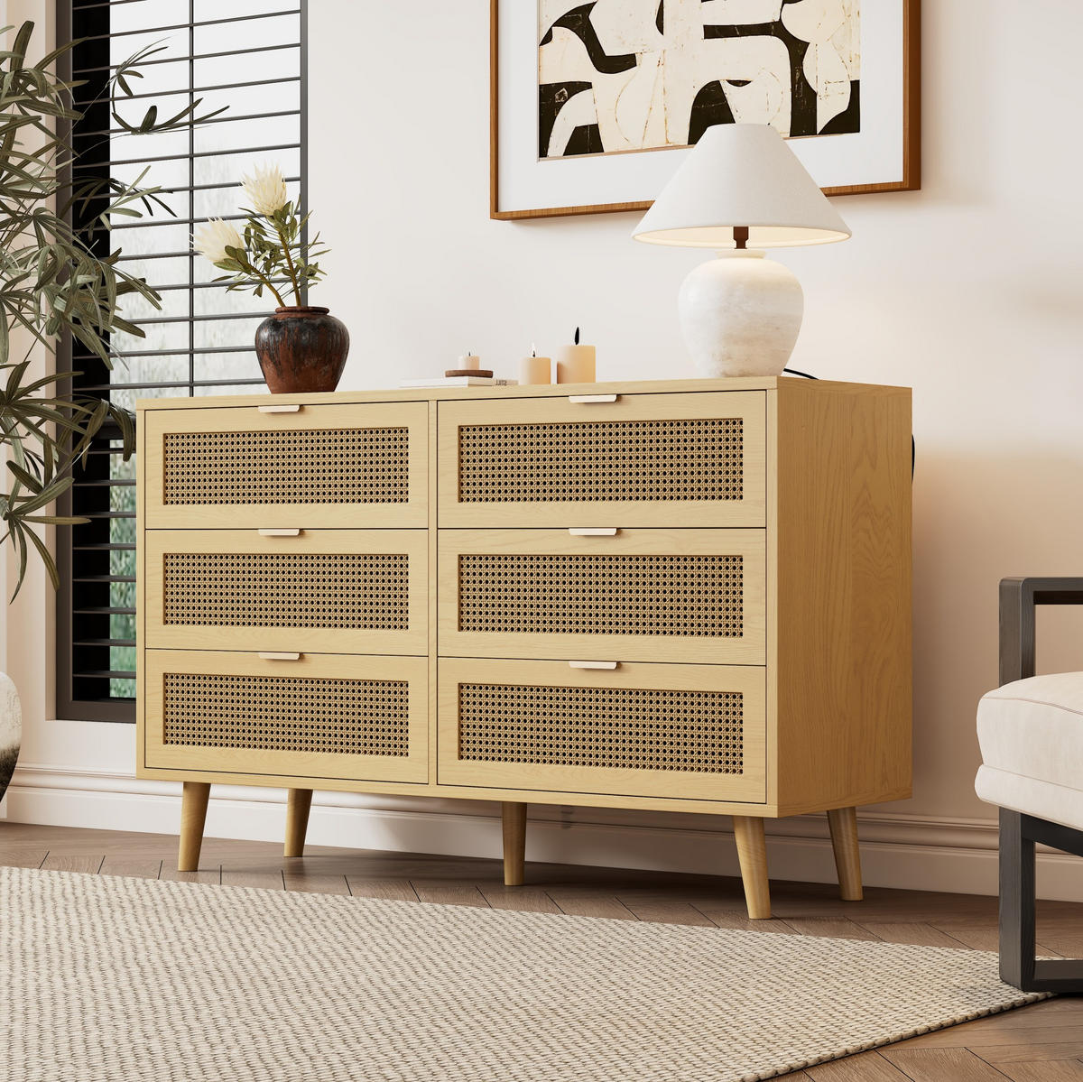 SIDEBOARD 120/76,5/40 cm Walnuss aus Spanplatte und Massivholz mit 6 Schubladen - Eichefarben, Holzwerkstoff (40/76.5/120cm) - OKMYHOME