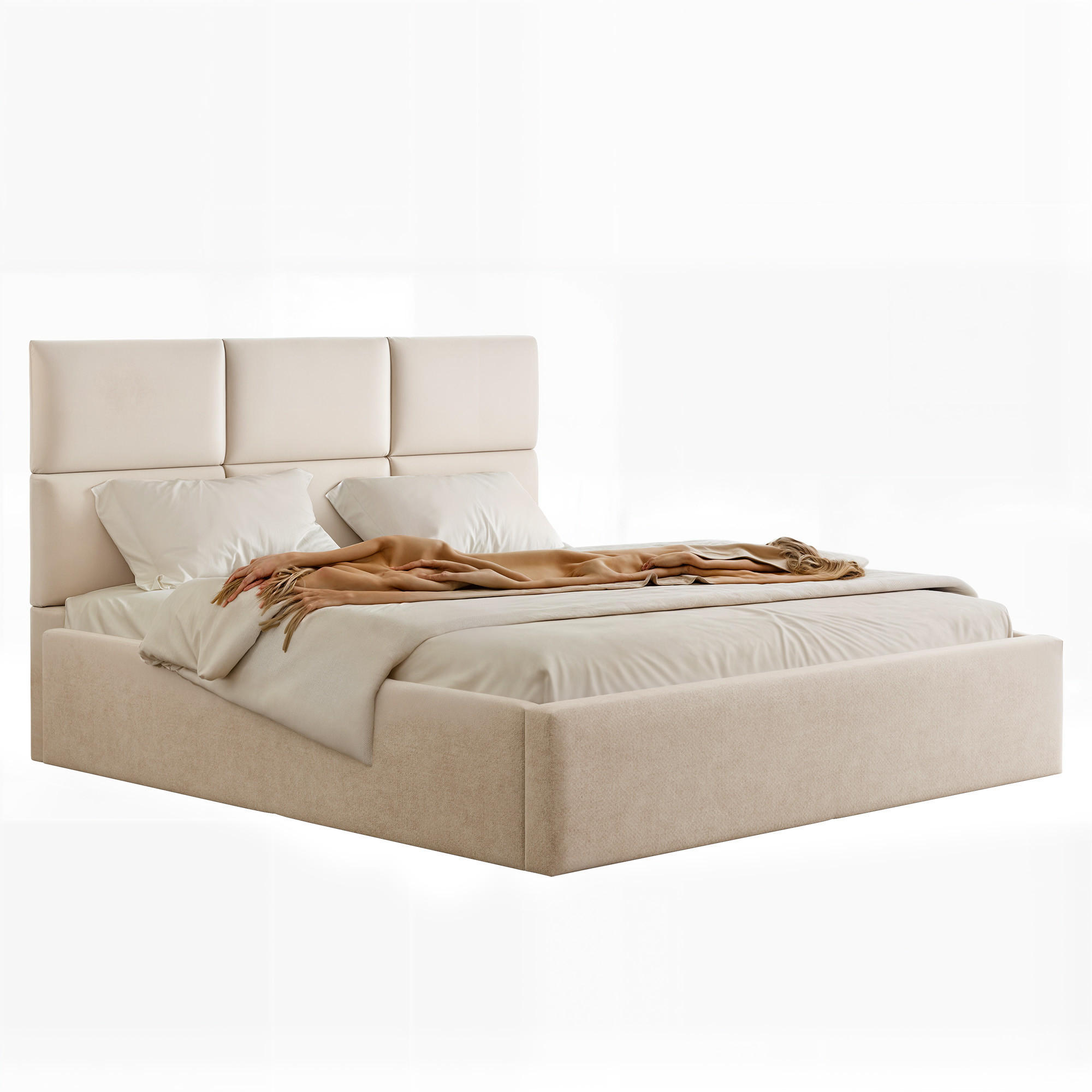 POLSTERBETT FORS 160/200 cm Bettkasten, Beige - Beige, Holzwerkstoff/Textil (160/200cm) - Idohome