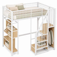 HOCHBETT 90/200 mit Stauraumtreppe, Ablagefächern und offenem Unterbereich in Weiß - Weiß, Holz/Metall (90/200cm) - EVRYAE