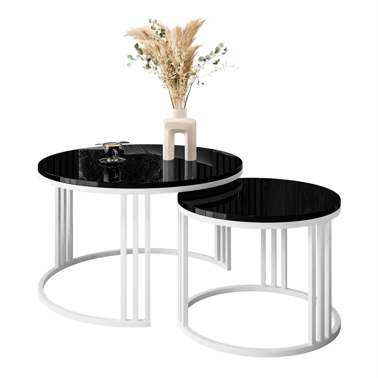 Lookway Couchtisch Weiß, Schwarz 70x48x70 cm