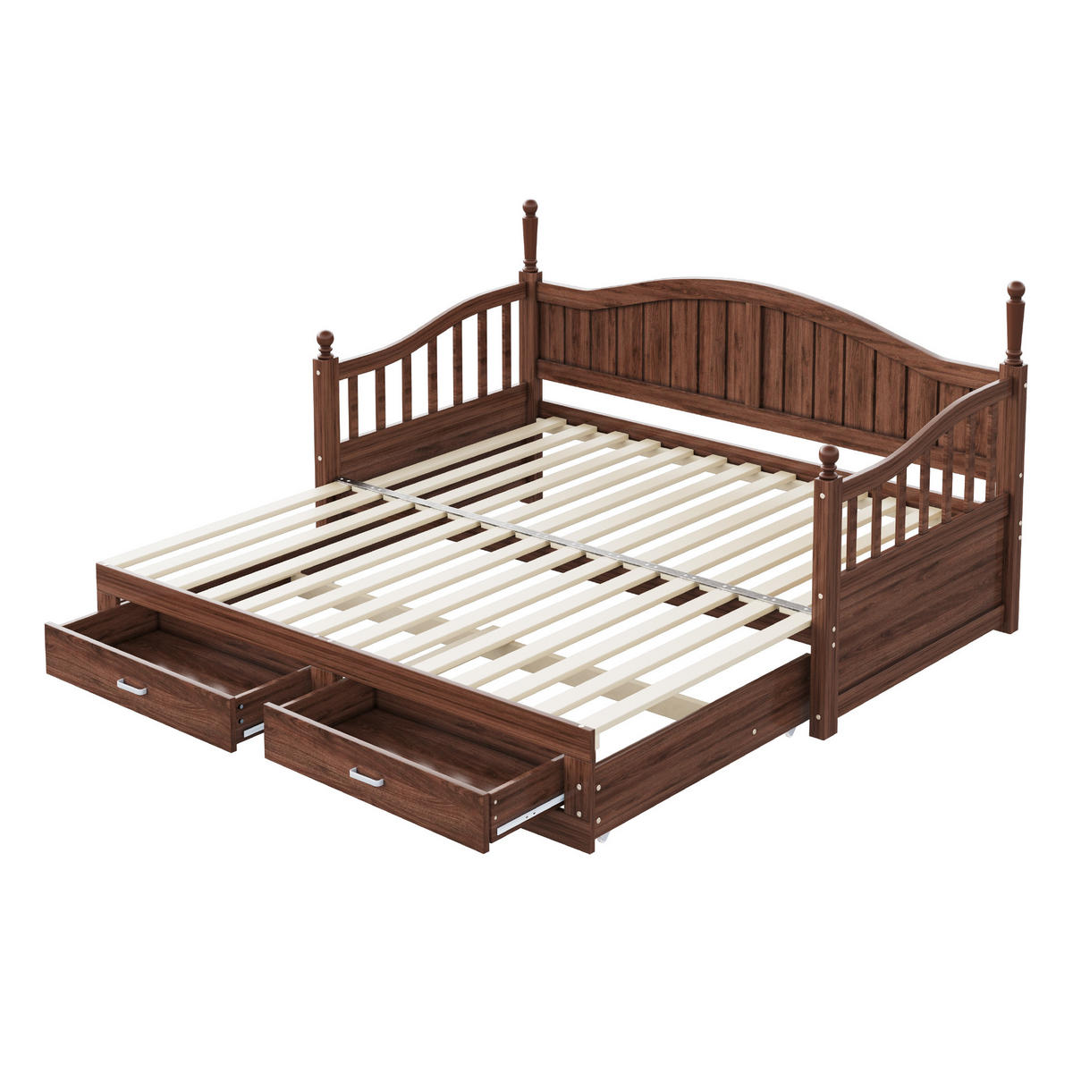 MULTIFUNKTIONSBETT 90/190 cm naturfarben aus Holz mit Ausziehfunktion und Schubladen - Naturfarben, Holzwerkstoff (90/190cm) - OKWISH