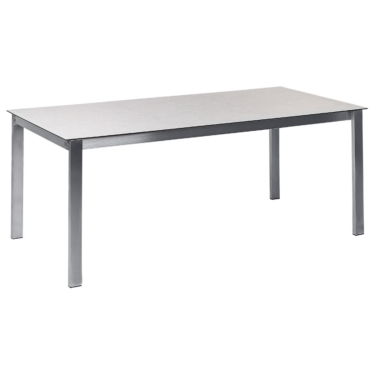 GARTENTISCH Keramik-Glas weiß 180/90 cm Cosoleto - Silberfarben/Weiß, Glas (180/90/75cm) - Beliani