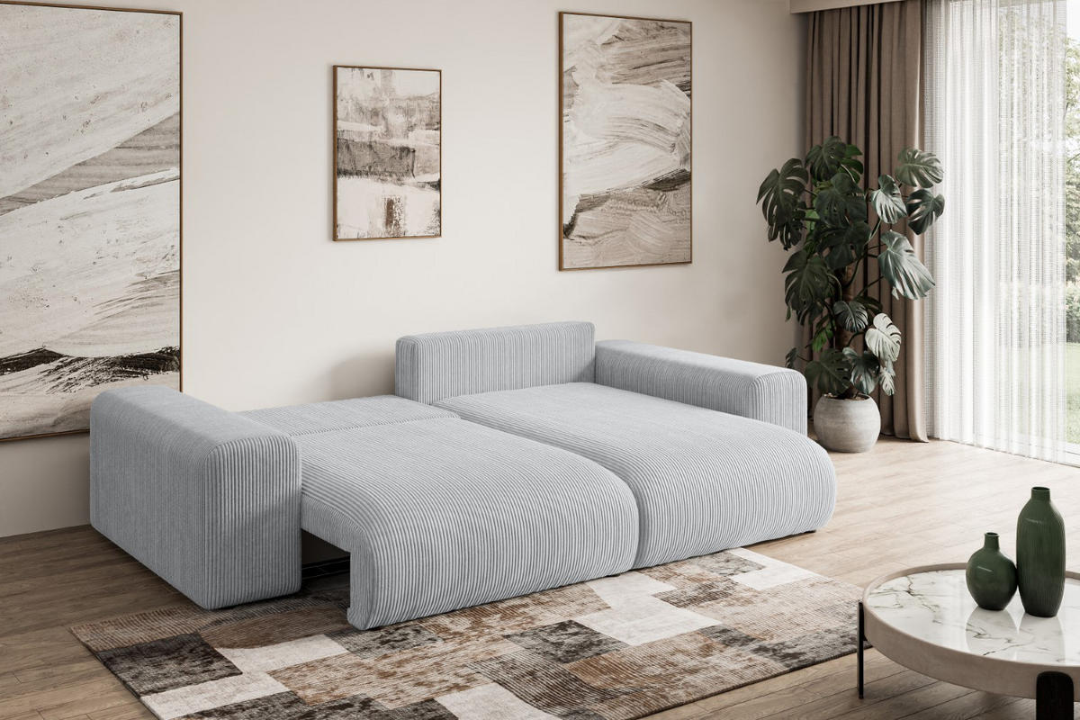 ECKSOFA Ottomane rechts ESKAR-L 266x176x84 Grau Cord - Schwarz/Grau, Holzwerkstoff/Kunststoff (176/266cm) - ALTDECOR