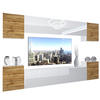 WOHNZIMMERWAND Schrankwand mit LED Eiche Wotan / Weiß Top - Eichefarben/Weiß, Holz (300/180/36cm) - B BELINI GROUP