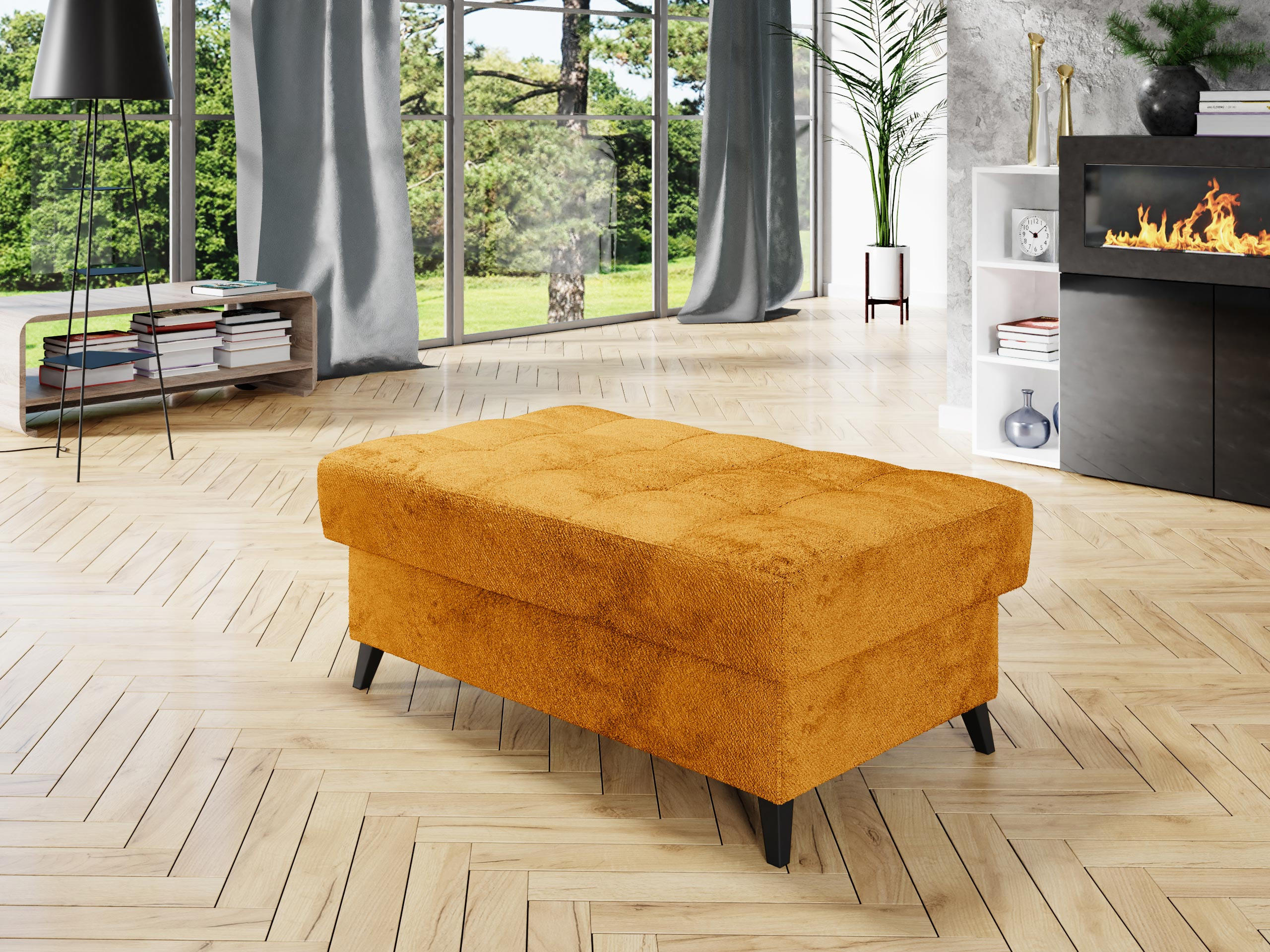 POLSTERHOCKER Nord - Rotbraun/Schwarz, Holz/Textil (106/44/67cm) - MIRJAN24
