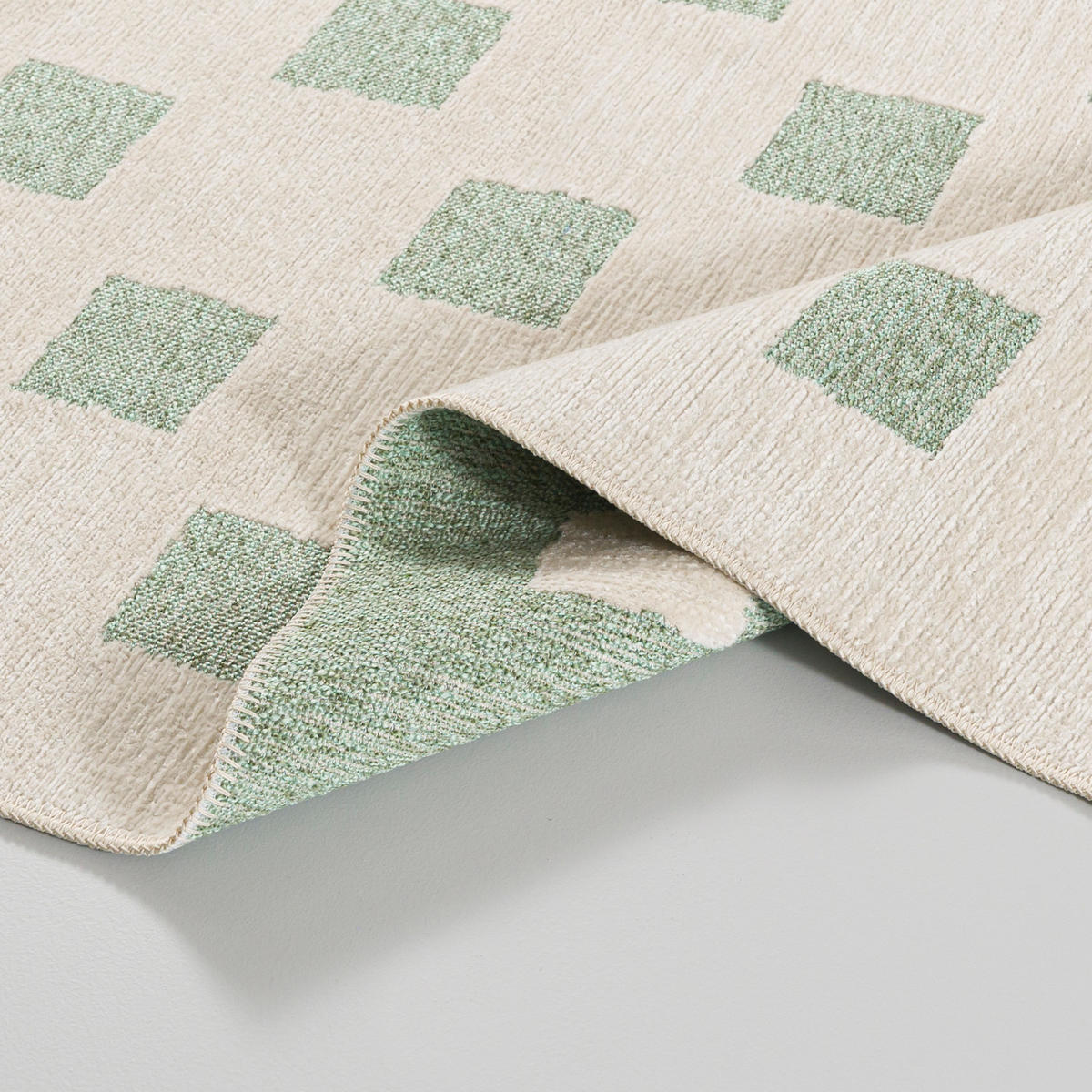 TEPPICH Zweiseitiger Weiß Modern Geometrisch - Kurzflor Rechteckig Weich - Ecru Grün - 200 x 300 cm - Creme/Hellgrün, Textil (200/300cm) - Mazovia