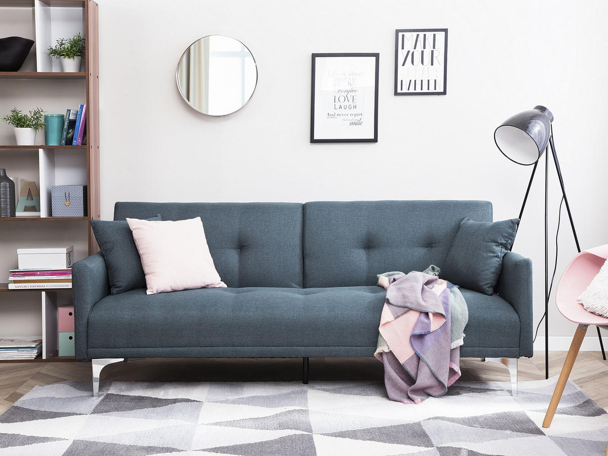 3-SITZER-SCHLAFSOFA Polyester Blau Lucan - Dunkelblau, Textil (190/75/90cm) - Beliani