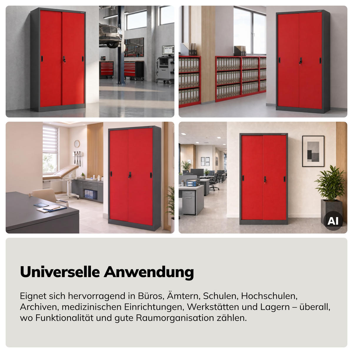 SCHIEBETÜRENSCHRANK KUBA 185x90x40 cm - Anthrazit/Rot, Metall (90/185/40cm) - Jan Nowak
