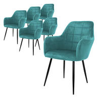 ESSZIMMERSTUHL Samt Petrol 6er Set - Hellblau, Metall (60/84/58cm) - ML-DESIGN