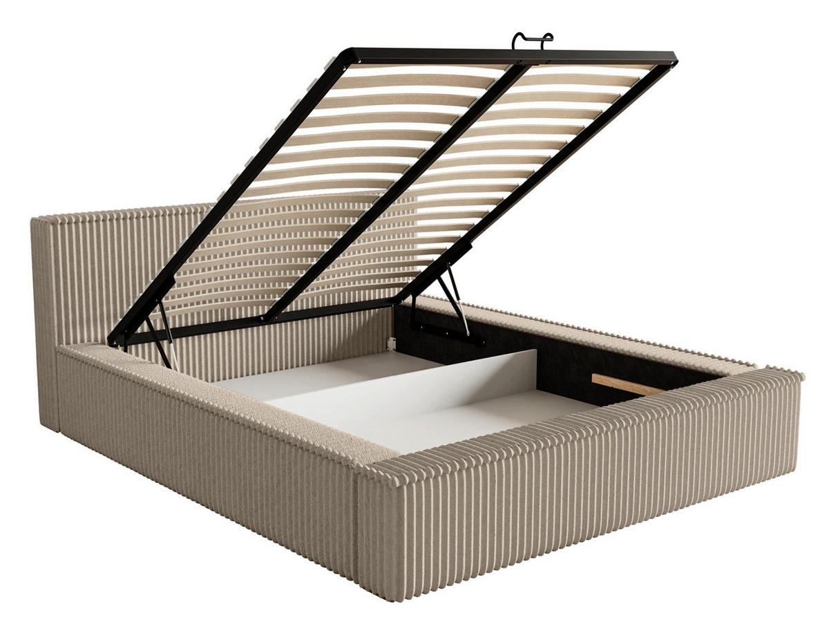 POLSTERBETT AFFOLIO Dunkelbeige 180x200 cm - Schwarz/Cappuccino, Holz/Textil (180/200cm) - Selsey