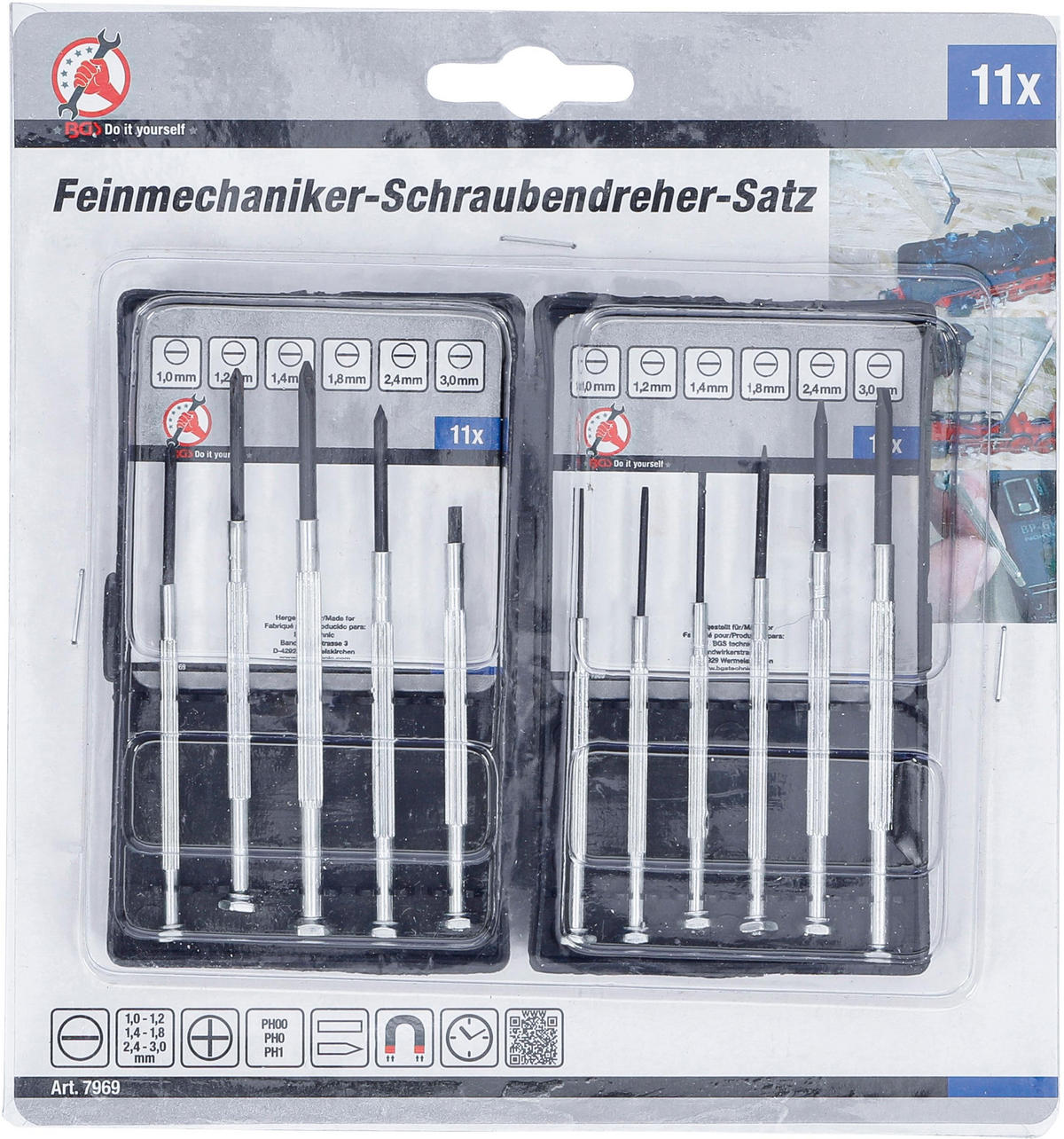 FEINMECHANIKER-SCHRAUBENDREHER-SATZ | 11-TLG. - Multicolor, Kunststoff/Metall (1/1cm) - BGS technic