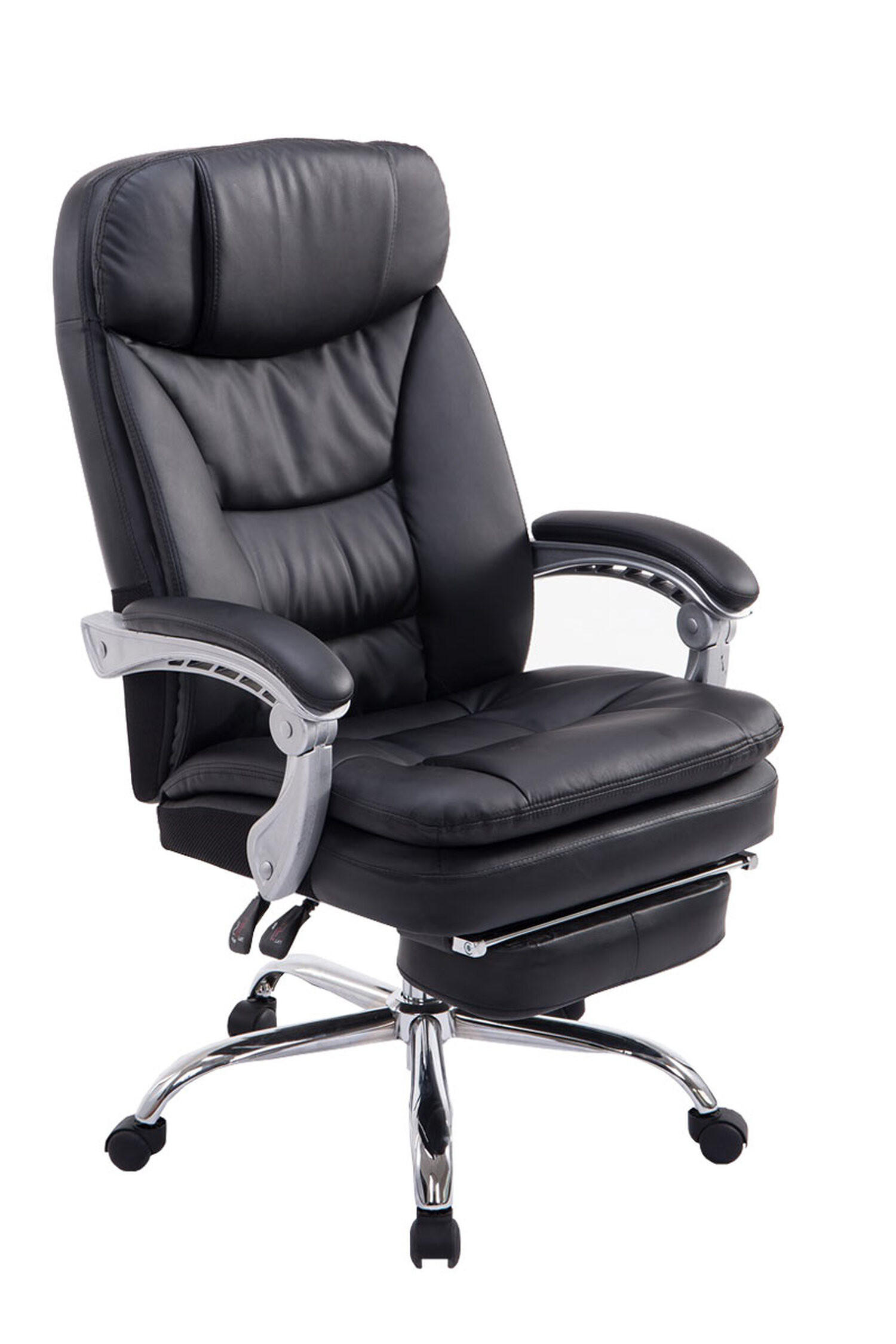 BÜROSTUHL XL Troja, Kunstleder Schwarz - Schwarz, Textil/Metall (67/122/67cm) - TPFLiving