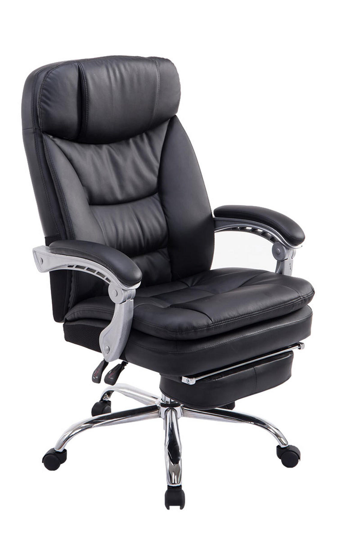 BÜROSTUHL XL Troja, Kunstleder Schwarz - Schwarz, Textil/Metall (67/122/67cm) - TPFLiving
