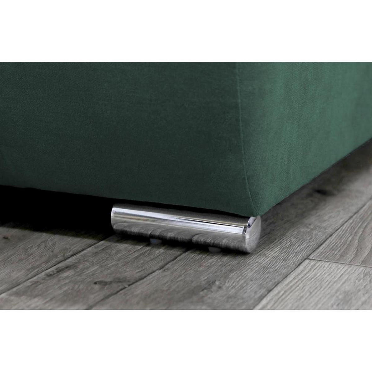 WOHNLANDSCHAFT Draco U Grün - Silberfarben/Grün, Textil/Metall (350/85/185cm) - Beautysofa