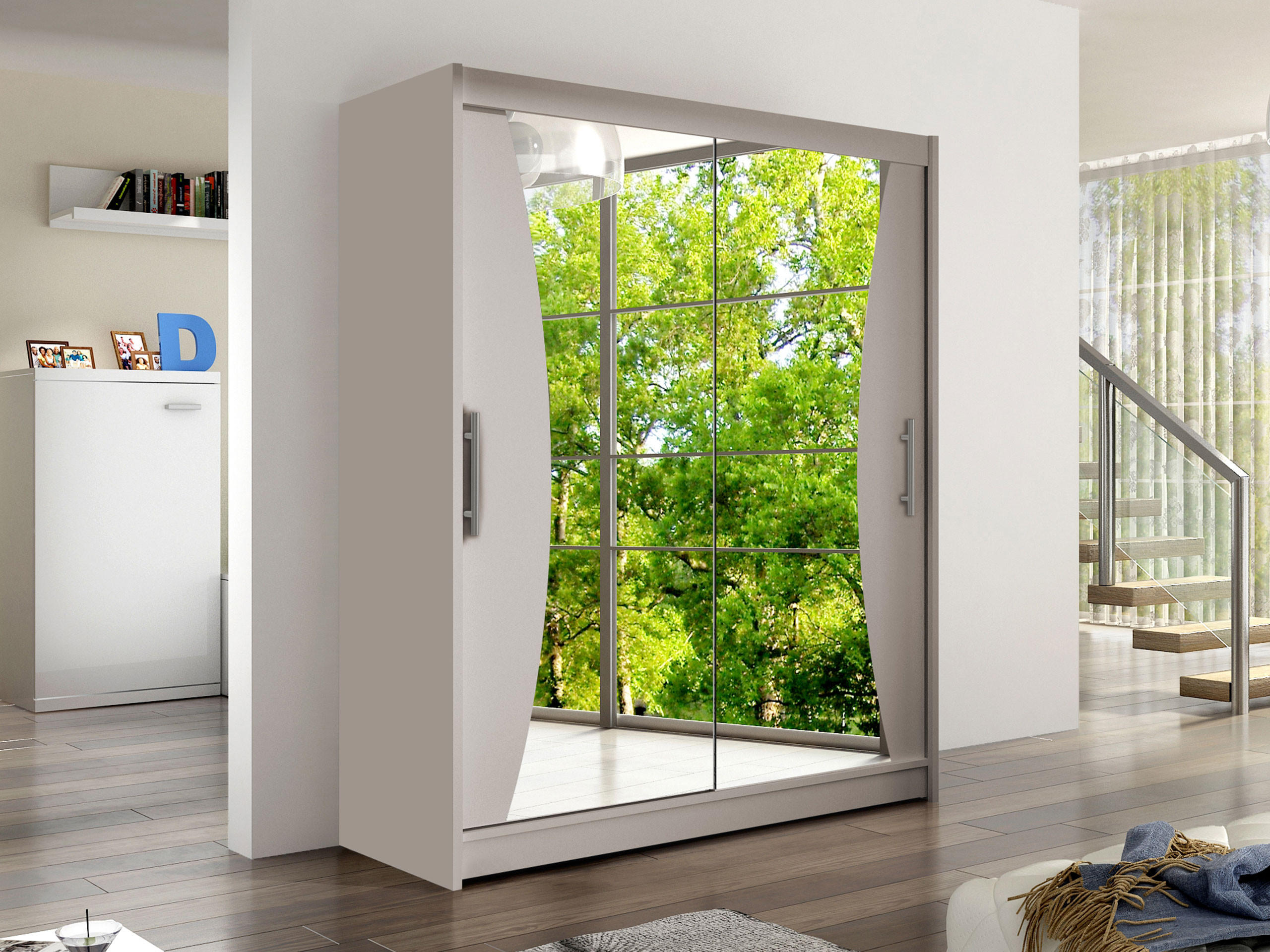 SCHWEBETÜRENSCHRANK Westa IX - Kaschmir/Silberfarben, Holzwerkstoff/Metall (150/200/58cm) - MIRJAN24