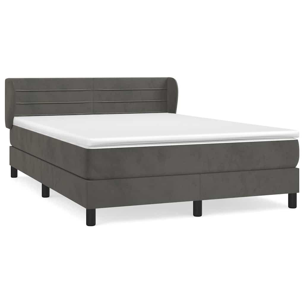 BOXSPRINGBETT 140/200 Cm Grau Samt - Grau, Textil (147/203cm) - vidaXL