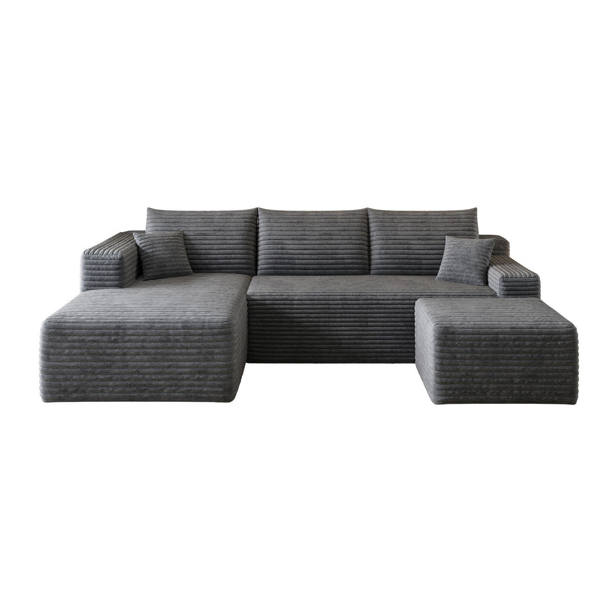ECKSOFA 241 cm aus Stoff mit Cordbezug und Chaise Lounge Dunkelgrau - Dunkelgrau, Textil (151/241cm) - Modenvie