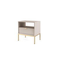 NACHTTISCH AVON Beige, Gold 54x39x56 cm - Beige/Goldfarben, Holzwerkstoff (54/56/39cm) - FURNLUX