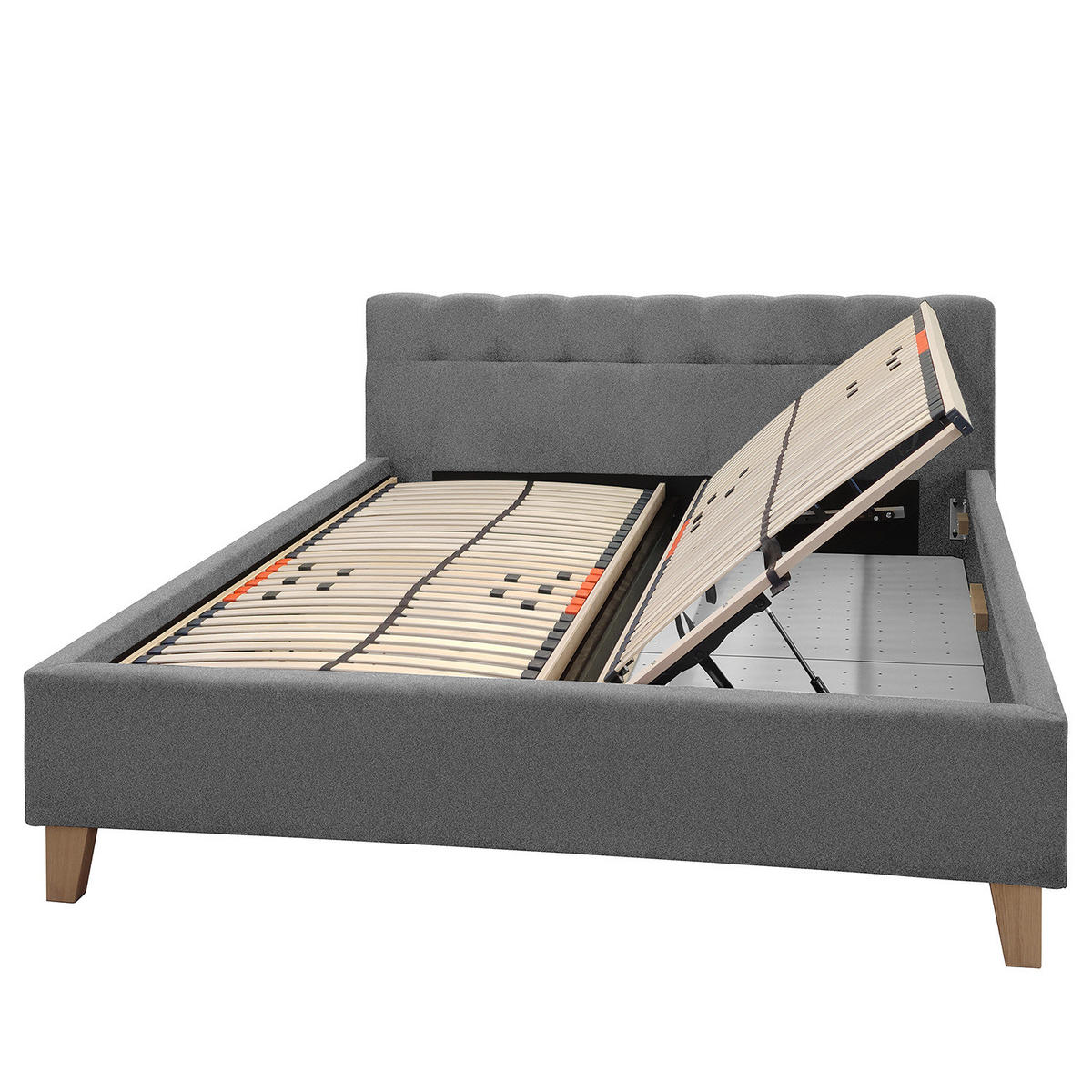 POLSTERBETT - Webstoff - Grau, Textil (180/200cm) - home24