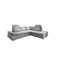 ECKSOFA mit Schlaffunktion, Bettkasten und verstellbarer Armlehne - Chromfarben/Silberfarben, Textil (219/260cm) - ed exciting design