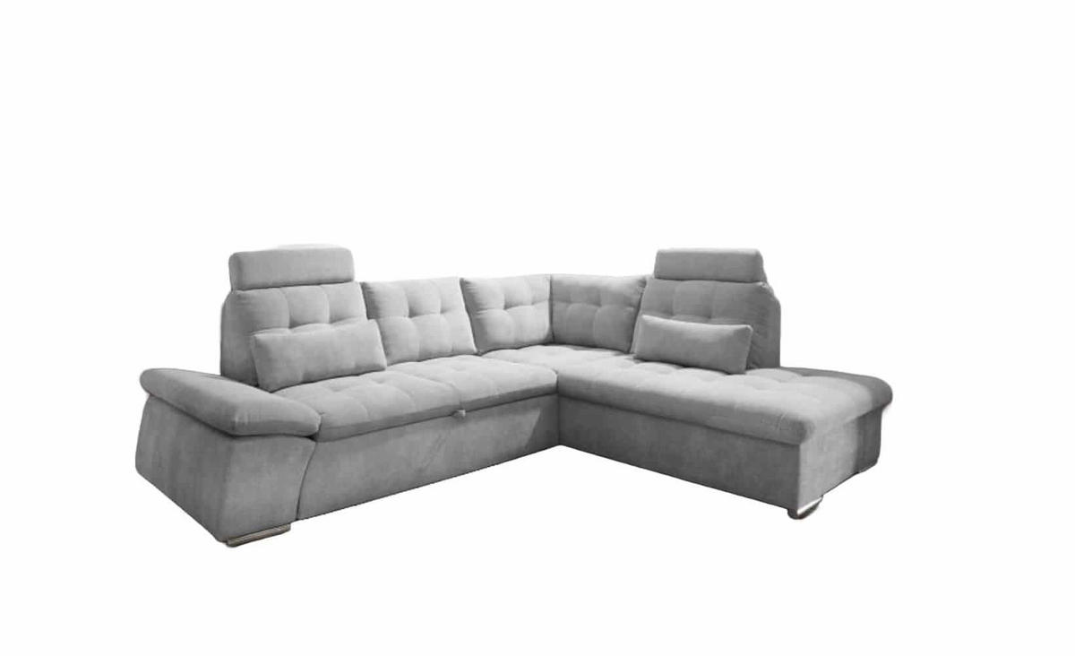 ECKSOFA mit Schlaffunktion, Bettkasten und verstellbarer Armlehne - Chromfarben/Silberfarben, Textil (219/260cm) - ed exciting design
