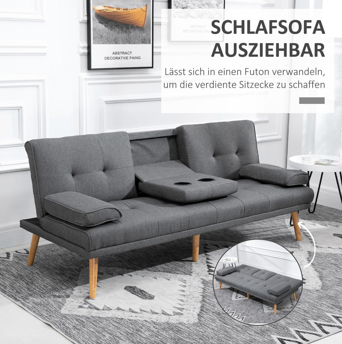 SCHLAFSOFA 181/77/78 cm in Dunkelgrau – 3-fach verstellbar - Dunkelgrau, Textil (77/78/181cm) - BEAOK
